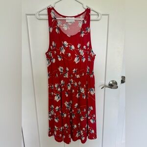 Red Floral Knit Dress